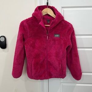 Eddie Bauer Girls Pink Hooded Fuzzy Super Soft Jacket, Winter, size Medium 10/12